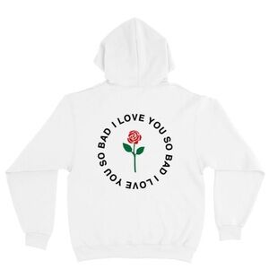 LANY band merch I love you so bad rose flower white sweatshirt hoodie size XL